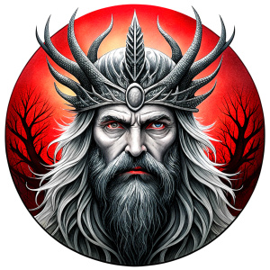 Nordic Mimir - Guard the Source of Tree Yggdrasilr high-definition design grey and black, realistic tattoo design, white background