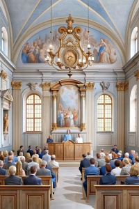 people talking in a court room