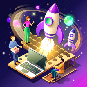 Create an illustration that represents new features of a digital marketing agency
