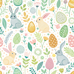 easter minimalist doodles seamless pattern tile, white ground