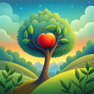 
Apple on a tree in the garden
