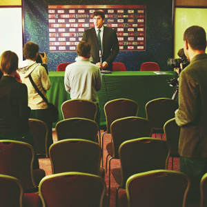 Luis Filipe Vieira, CEO of Benfica, addressing the media. Press conference