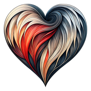 Style stickers. Create a heart shape with clean lines and smooth .Experiment with negative space to create an additional shape within the heart. Apply a subtle gradient to the heart symbol for a modern touch. Black and red only. White background, No Background, vector, 8K.