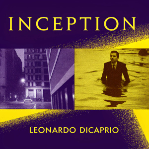 DVD cover for Inception. Featuring Leonardo DiCaprio. Mixture of scenes from the movie. Urban settings, crime, and mind-bending imagery. DiCaprio in water scene. Gray and blue tones. Clear readable text. Collage design.
