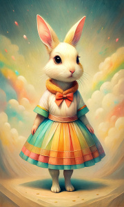 bunny in a dress rainbow