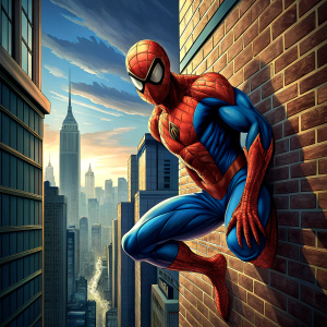 spiderman on the side of a building