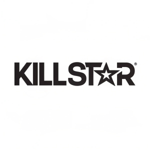 Minimalist logo design for 'killstar'. Sans-serif font.