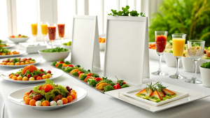 delicious non veg catering menu in a wedding on a table
