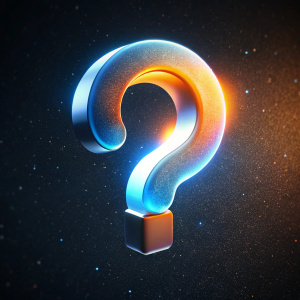 Search question mark icon 3D, frosted glass, blur, isometric, blue and a little orange gradient, clean, black starry sky background, studio lighting, microsoft fluent, octane renderer, high detail, 16k --v 5.0