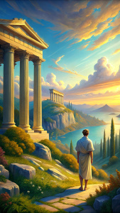 ancient greek a man watching landscape