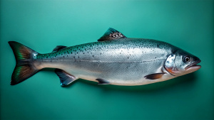 salmon, straight line, top view, white background