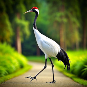 Red-crowned Crane walking