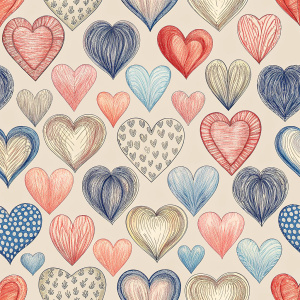 alentine day minimalist doodles seamless pattern tiles