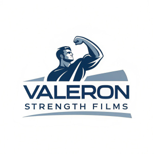 Dynamic logo for Valeron Strength Films. Bold, modern design.