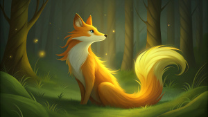 golden hair fox in the forest