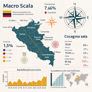 A detailed infographic on the macro scale of Cucuta region, Colombia. The graphic includes a map with zones, compass rose, and statistics. Informative and organized to aid in understanding geography and demographics.