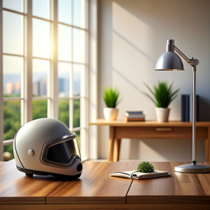 motorbike helmet  mockup desk