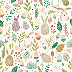 easter minimalist doodles seamless pattern tile, white ground