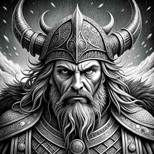 viking warrior perfect realistic art, high-definition, high-definition grey and black, white background 