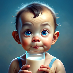  he is a baby. he has no teeth. he doesn't need them now. because he drinks milk every day.
                 