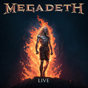 Album artwork for Megadeth's Countdown to Extinction. Fiery aura surrounds a distorted human figure. Dark background with Megadeth text. Words 'LIVE' are visible.