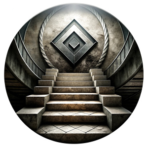 odin in walhalla stairs runes - perfect realistic art, high-definition, high-definition grey and black, white background 