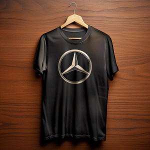 black t-shirt with mercedes logo