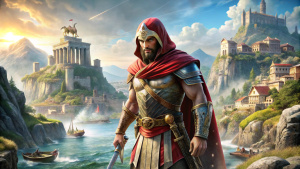 create a movie poster for Assassins creed odyssey: The lost tales of greece with no text
