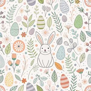 easter minimalist doodles seamless pattern tile, white ground