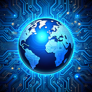global blue circuit board  background