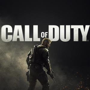 Promotional graphic for Call of Duty. Thick, sans-serif font. Text centered on black background.