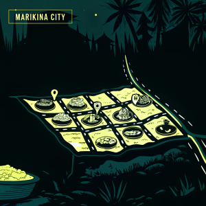Interactive culinary map of Marikina City, showcasing various food spots. Diverse cuisine marked with colorful icons and labels. Including local delicacies and international flavors