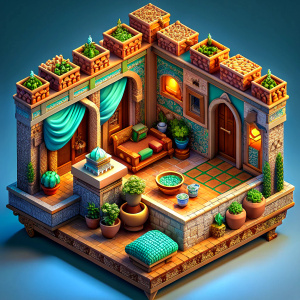 Traditional persian shop isometric