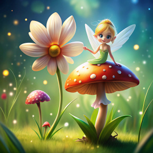 flor y hongo estilo tinkerbell