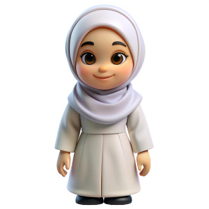 seorang siswa putri SMP, imut, mengenakan hijab putih, sragam atasan putih , full body.