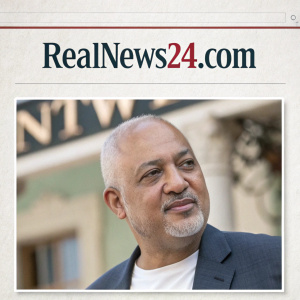 Webpage snapshot of RealNews24.com featuring an article. Bold headline, centered content, sidebar image, neutral color palette.