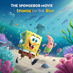 Cinematic ad for 'The SpongeBob Movie: Sponge on the Run'. SpongeBob and Patrick in vibrant, colorful underwater world.