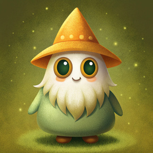 create a friendly ghost gnome character by named Goon. with big eyes 