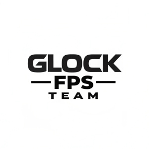 Glock FPS Team logo design. Bold, sans-serif font. Centered on white background. Minimalist, sleek appearance.