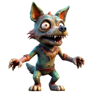2D game horror platformer zomby dog t-pose, side view, transparent background