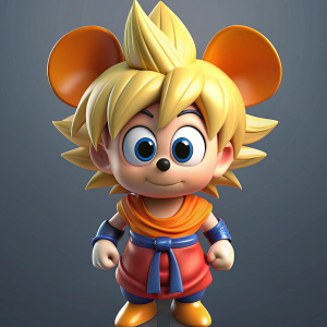 Kawai Mini Goku Super Saiyan Fused with Mickey Mouse