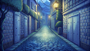 manga-style--anime-style- dark alley, back alley.