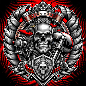 motorcycle club tattoo design - perfect realistic art - high-definition - grey and black - white background 