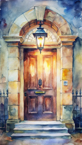 The front door to the Sherlock Holmes house at 221B Baker Street.