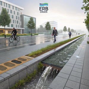 Introducing ERB DRAIN - Revolutionizing Urban Drainage Systems. 

Imagine streets where water flows effortlessly, ensuring safety for all pedestrians and cyclists. ERB DRAIN presents an innovative kerb drain system designed to seamlessly integrate with city infrastructure. Our cutting-edge technology not only enhances drainage efficiency but also prioritizes the safety and comfort of urban communities.

Featured in our design is a robust structure that supports both pedestrian pathways and cyclist lanes. Witness the harmony of functionality and sustainability with our system where people and bicycles coexist safely, even during heavy rainfall.

Join us in transforming urban landscapes with ERB DRAIN. Where every drop counts, and every journey is secure.