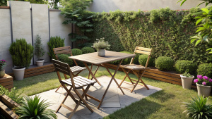 garden ideas for small areas, Opt for multi-functional outdoor furniture pieces, such as foldable tables and chairs, to maximize the available space