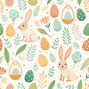 easter minimalist doodles seamless pattern tile, white ground