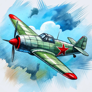 Yak 3 aircraft with a red star with a hammer and sickle
