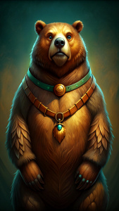 fat happy grizzly with collar