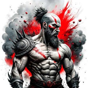 berserker tattoo design - perfect realistic art - high-definition - grey and black - white background 